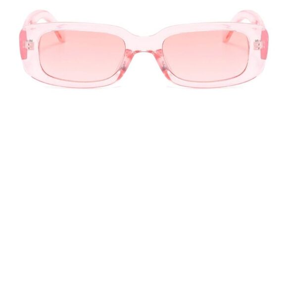 NWT Rectangle Retro Clear Pink Sunglasses 90’s - Picture 2 of 8